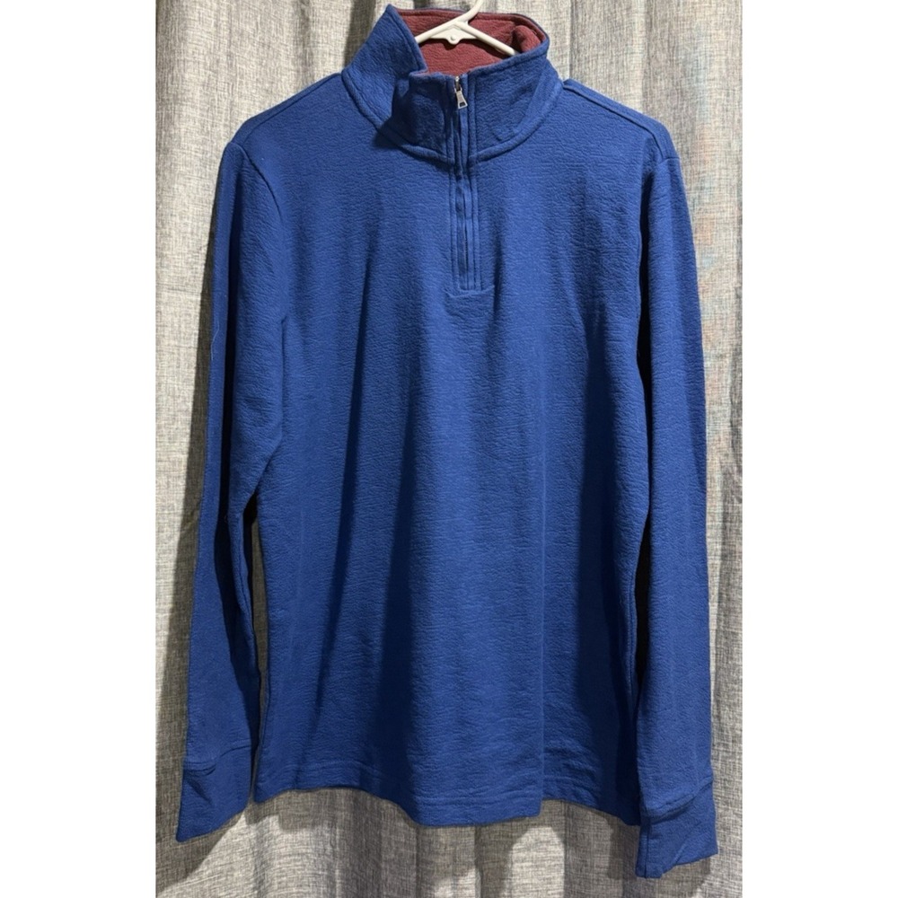 St. John's Bay Men's Small 1/4 Zip Blue Pullover Long Sleeve Ribbed Sweater NWT